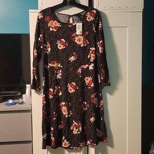 Floral/leopard shift silhouette